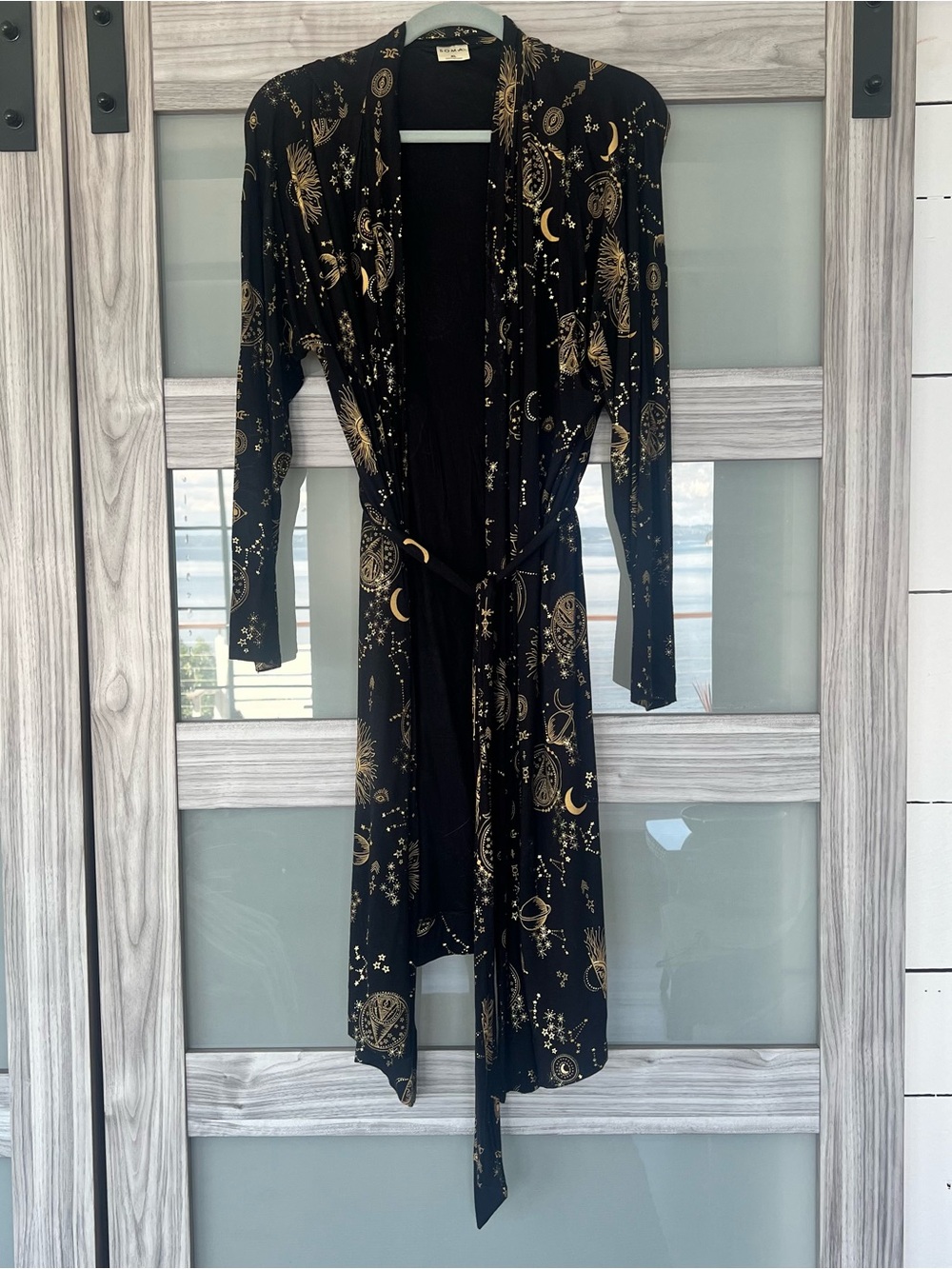 Soma cool cotton Robe with Gold Celestial Print - Picture 3 of 6